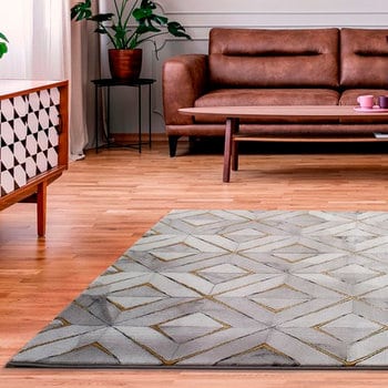 Alfombras Polipropileno HEAT-SET + Poliéster Alfombra geométrica mármol gris 200x290